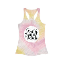 Load image into Gallery viewer, Salty as a Beach Tank Top ~ Tie Dye Racerback Tank Top ~ Beach Tie Dye Shirt ~ Vacation Tee