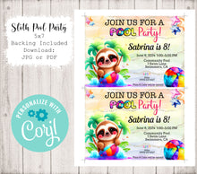 Load image into Gallery viewer, Sloth Pool Party Invitation
