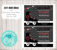 Load image into Gallery viewer, Let's Roll (Boy) Skating Party Invitation