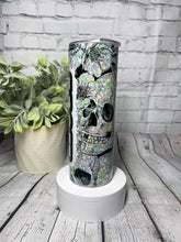 Load image into Gallery viewer, Skull Floral Faux Chunky Glitter Tumbler