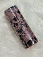 Load image into Gallery viewer, Skull Floral Faux Chunky Glitter Tumbler