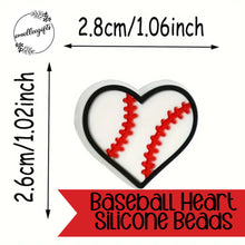 Load image into Gallery viewer, Baseball Heart Silicone Bead
