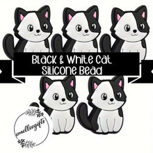 Load image into Gallery viewer, Black and White Cat Silicone Bead
