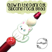 Load image into Gallery viewer, White Glow in the Dark Cat Silicone Bead
