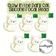 Load image into Gallery viewer, White Glow in the Dark Cat Silicone Bead
