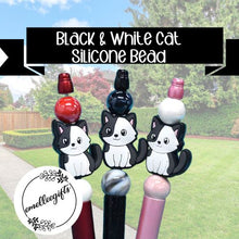 Load image into Gallery viewer, Black and White Cat Silicone Bead
