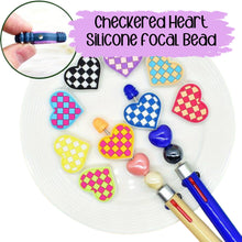 Load image into Gallery viewer, Checkered Flag Heart Silicone Bead

