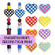 Load image into Gallery viewer, Checkered Flag Heart Silicone Bead
